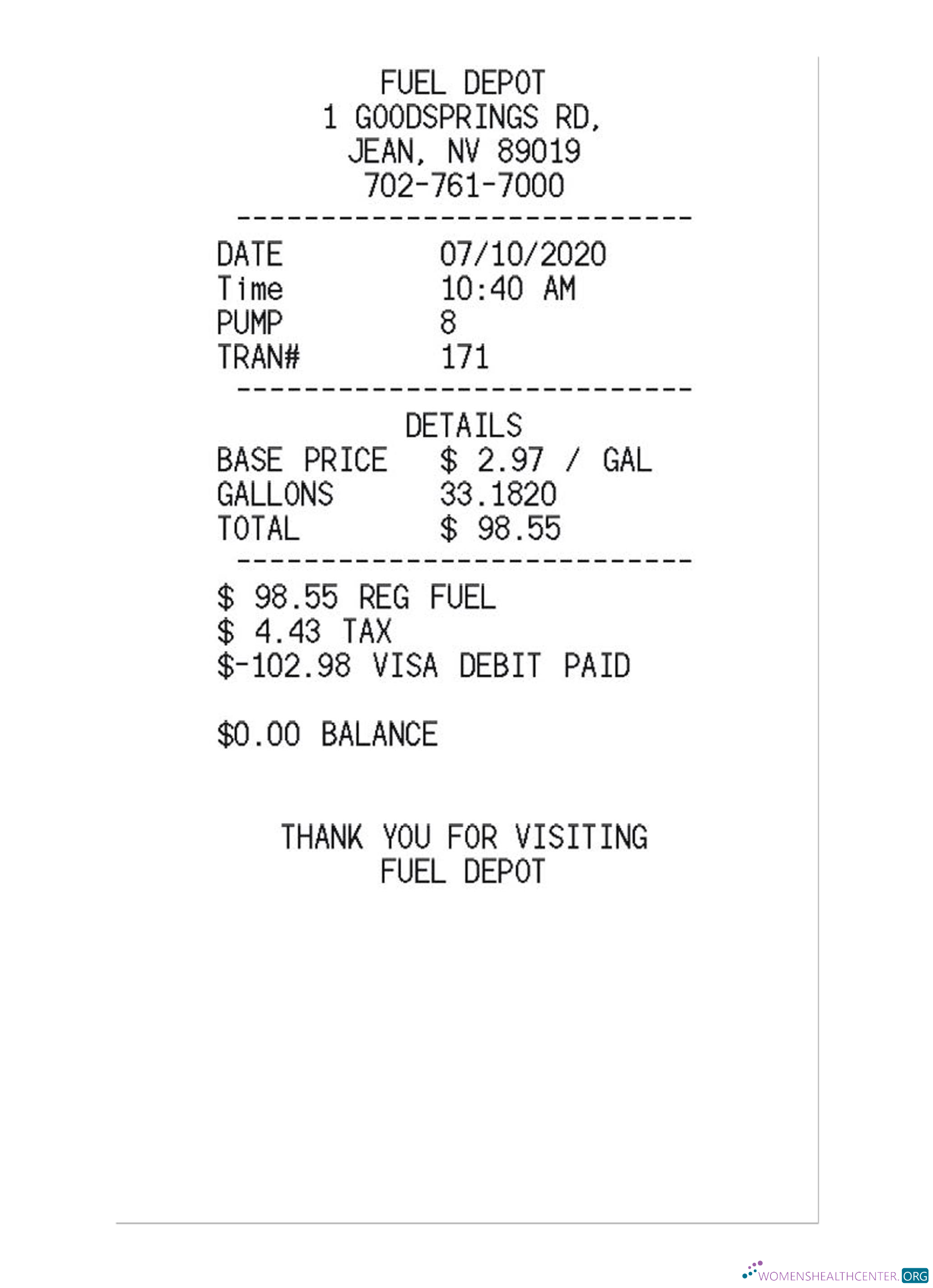 Download FUEL DEPOT payment check Photoshop template